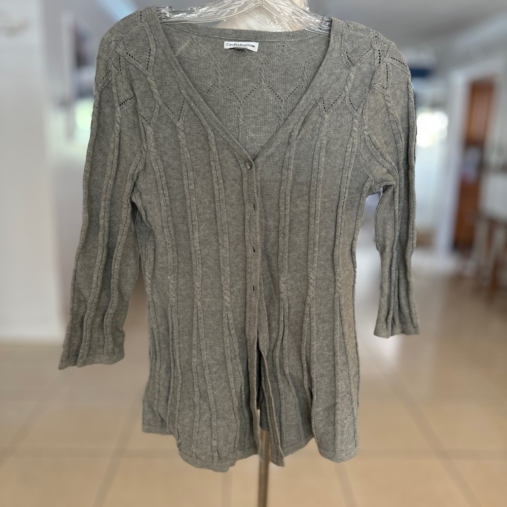 Croft & Barrow Light Gray Knit Cardigan